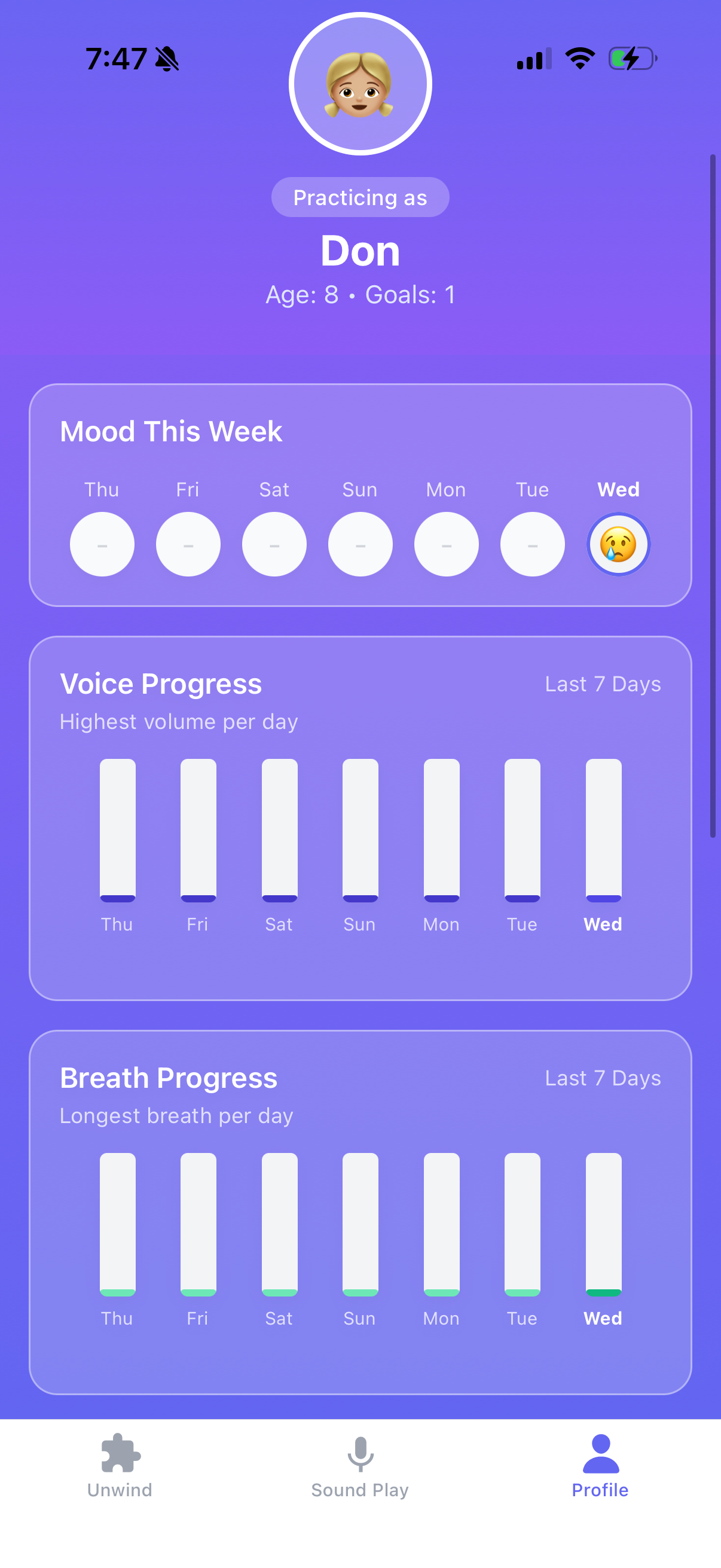 VoiceXP profile or family profiles screen